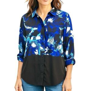 Attention Blouse Sz Small Long Sleeve Work Office Wear Retro Indie Y2K 90's